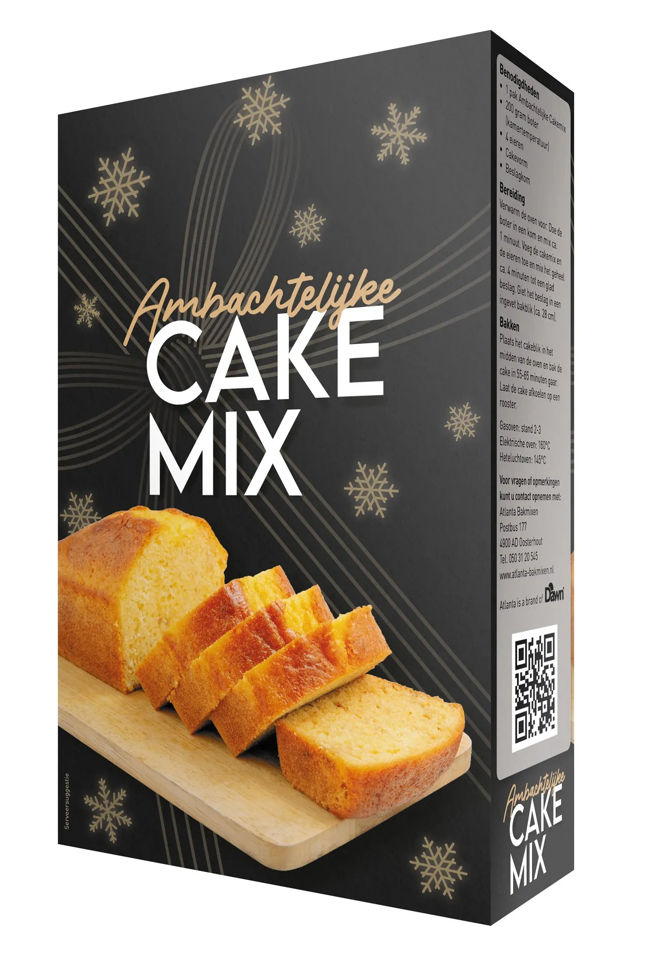 Atlanta Kerst Ambachtelijke Cakemix Zwart-Goud 400gr