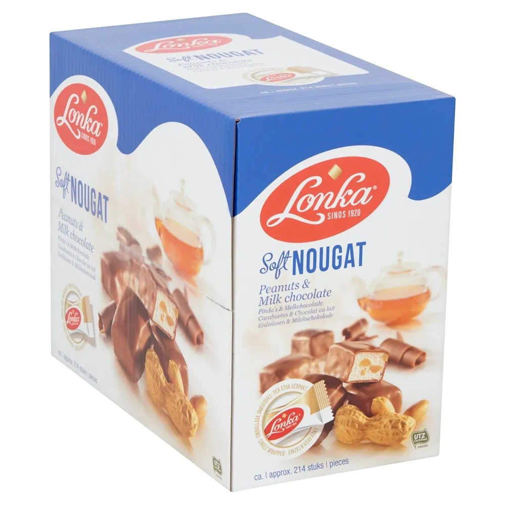 Lonka Nougat Pinda Melk per stuk verpakt 12gr