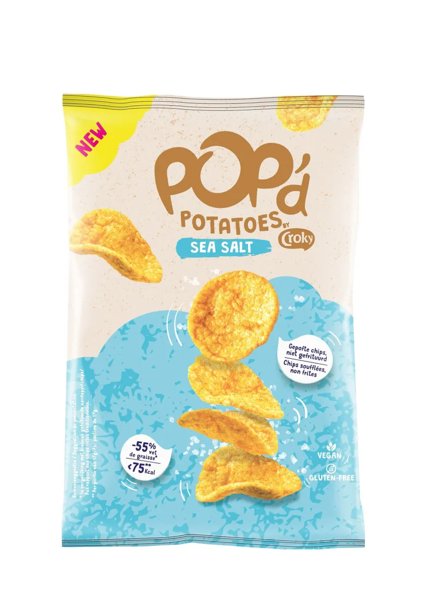 Croky Pop'd Potatoes Seasalt zakje 17gr *<75kcal*