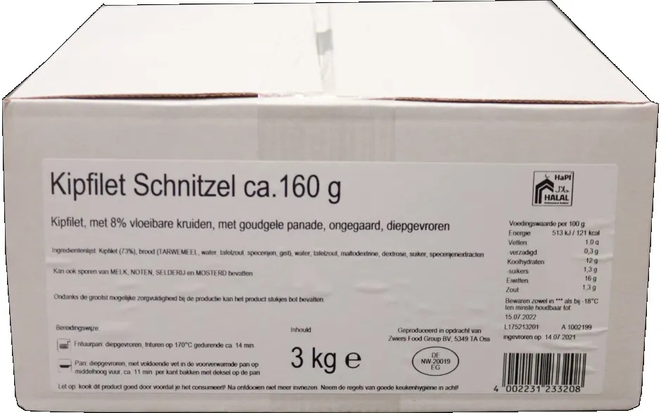EM Kipfilet Schnitzel Naturel 3kg ca.18st