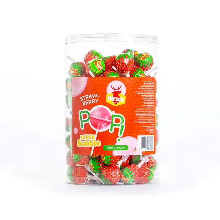 Hirsch Super Bubble Lolly Strawberry silo 17gr