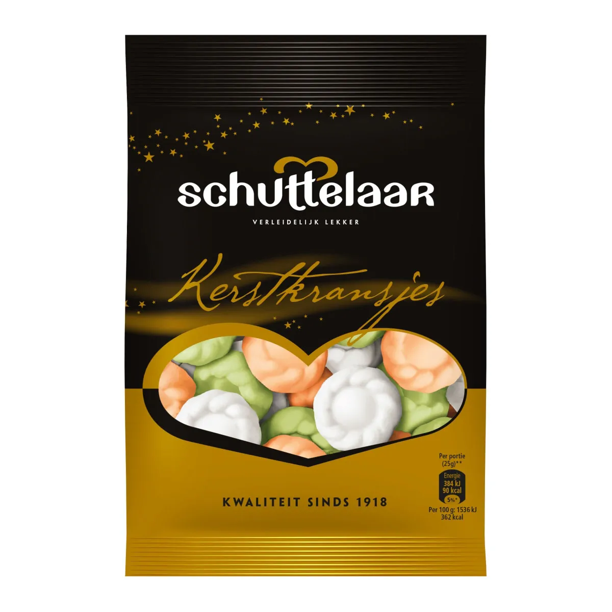 Schuttelaar Kerstkransjes Goud/Zwart zakje 80gr