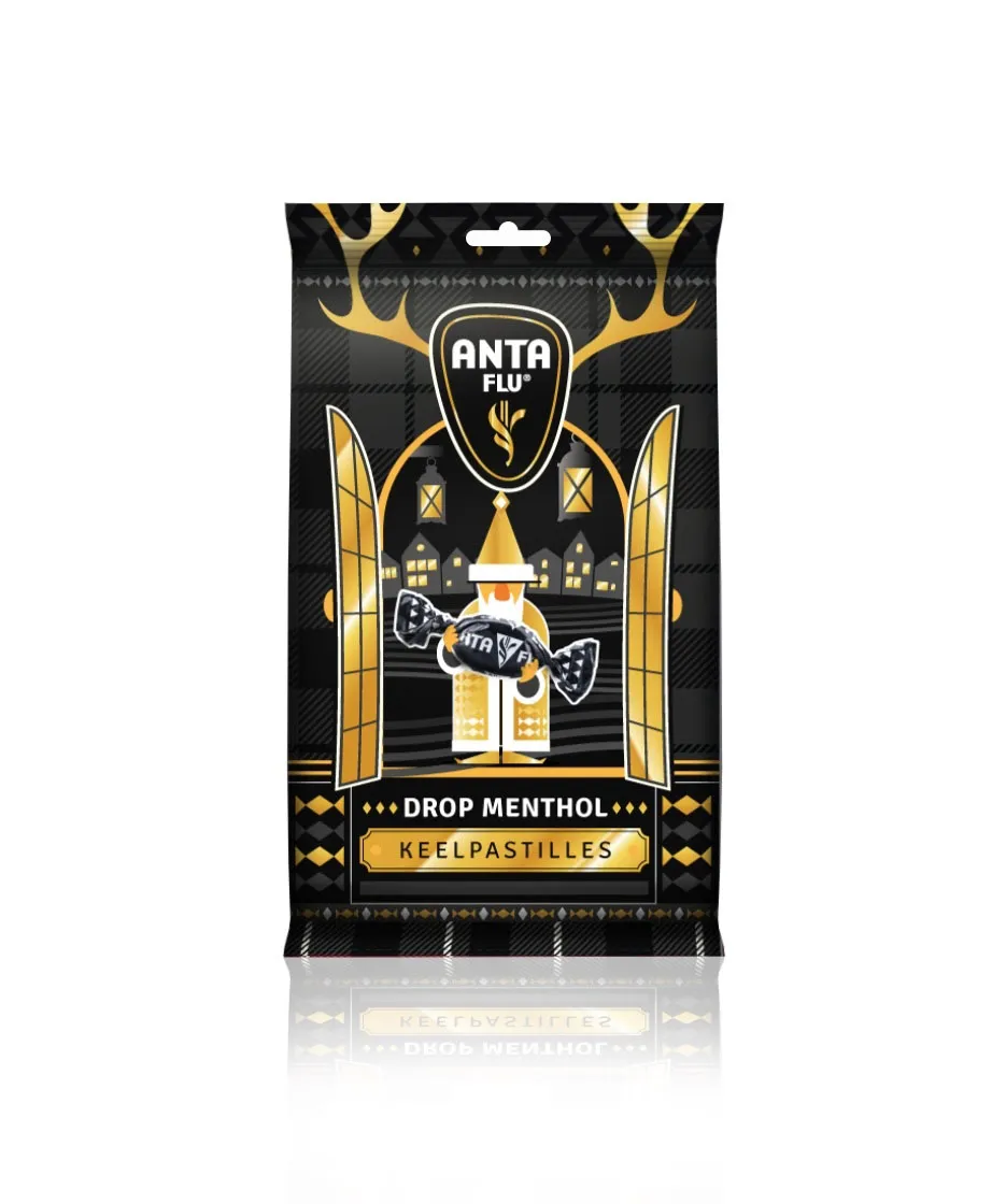Anta Flu Kerst Drop Menthol zak 80gr (zwart goud)