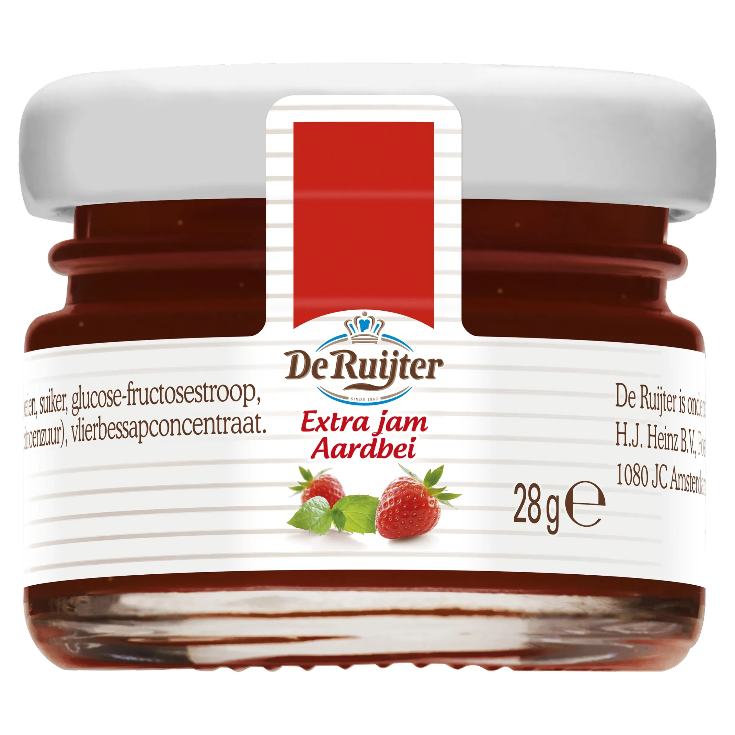 De Ruijter Extra Jam Aardbei Potje 28gr